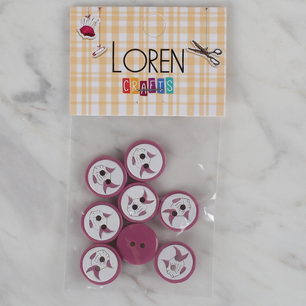 Loren Crafts vişne çürüğü 8'li balık düğme - 572
